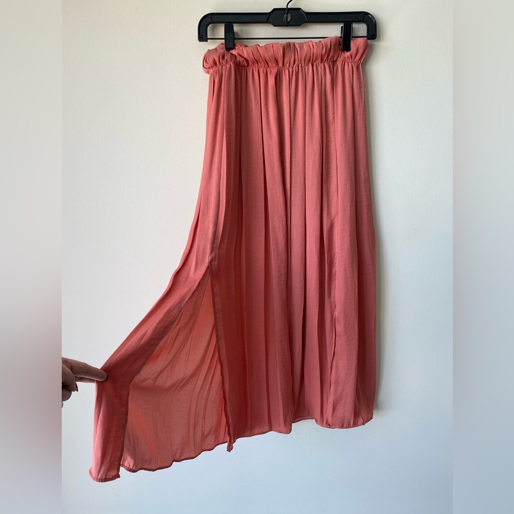 Topshop Pink Maxi A-Line Skirt with Slits
